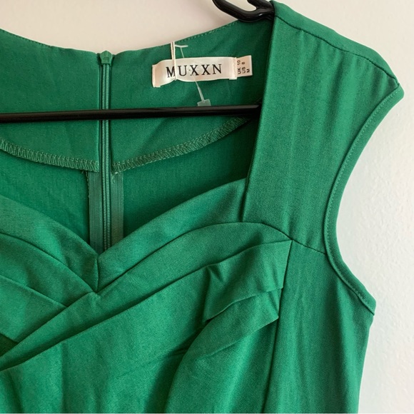 NWT MUXXN 1950's Retro Swing Midi Dress Green Size 8 - Picture 4 of 12